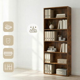 JOYFURNOS Bookshelf with 6 Shelves, Bookcase, for Home Office, Bedroom, Living Room, Study, Rustic Brown - thumbnail 7