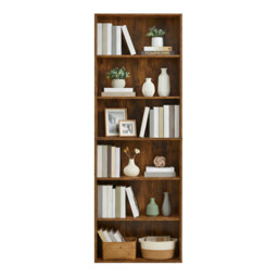 JOYFURNOS Bookshelf with 6 Shelves, Bookcase, for Home Office, Bedroom, Living Room, Study, Rustic Brown - thumbnail 5
