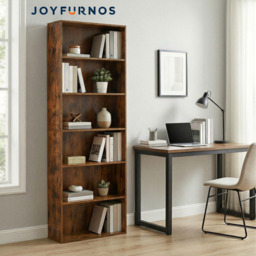 JOYFURNOS Bookshelf with 6 Shelves, Bookcase, for Home Office, Bedroom, Living Room, Study, Rustic Brown - thumbnail 6