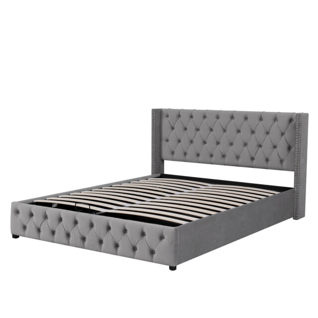 URBAN MEUBLE Velvet Series Upholstered Bed Hydraulic Storage Bed 150x200cm - image 1