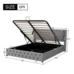 URBAN MEUBLE Velvet Series Upholstered Bed Hydraulic Storage Bed 150x200cm - thumbnail 5