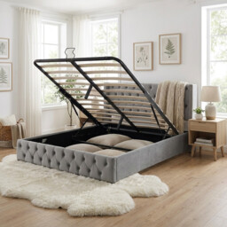 URBAN MEUBLE Velvet Series Upholstered Bed Hydraulic Storage Bed 150x200cm - thumbnail 4
