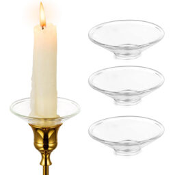Glass Bobeches for Candlestick Holders, 3 PCS Candle Drip Protectors Candle Rings for Tapers, Candle Drip Catcher for Candle Stick Candle Holder for Wedding Party Church Home (Round, Clear) - thumbnail 1
