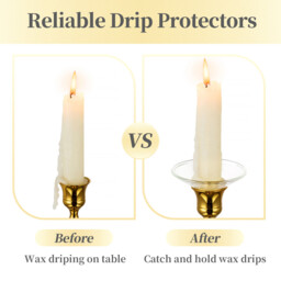 Glass Bobeches for Candlestick Holders, 3 PCS Candle Drip Protectors Candle Rings for Tapers, Candle Drip Catcher for Candle Stick Candle Holder for Wedding Party Church Home (Round, Clear) - thumbnail 6