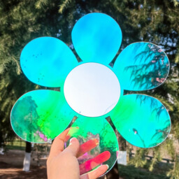1 piece of PVC mirror with irregular wave acrylic rainbow effect, 30.8CM, for room decoration and aesthetics. - thumbnail 3