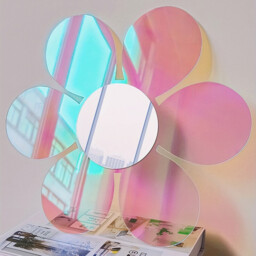 1 piece of PVC mirror with irregular wave acrylic rainbow effect, 30.8CM, for room decoration and aesthetics. - thumbnail 5