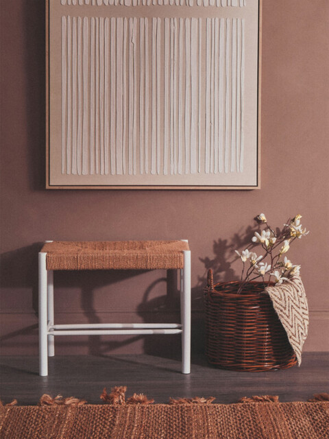 Interiors by Premier Stool Bandar Beech Wood & Hemp Rope White/Natural - image 1