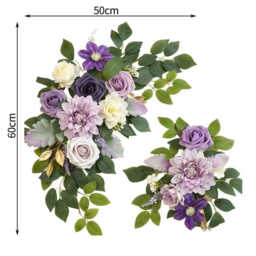 Wei's Moment Wedding Arc Flower (pack of 2) Welcome Sign Flower Backdrop Garland For Ceremony Reception Wall Easel Home Decoration Entryway Faux Outdoor Board Head Table Decor (Lilic & Cream) - thumbnail 5