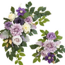Wei's Moment Wedding Arc Flower (pack of 2) Welcome Sign Flower Backdrop Garland For Ceremony Reception Wall Easel Home Decoration Entryway Faux Outdoor Board Head Table Decor (Lilic & Cream) - thumbnail 3