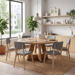 LANTINE Round Dining Table, 120 cm Kitchen Table for 4 People, Farmhouse Round Table for Home Dining Room Living Room (Only Table) - thumbnail 4