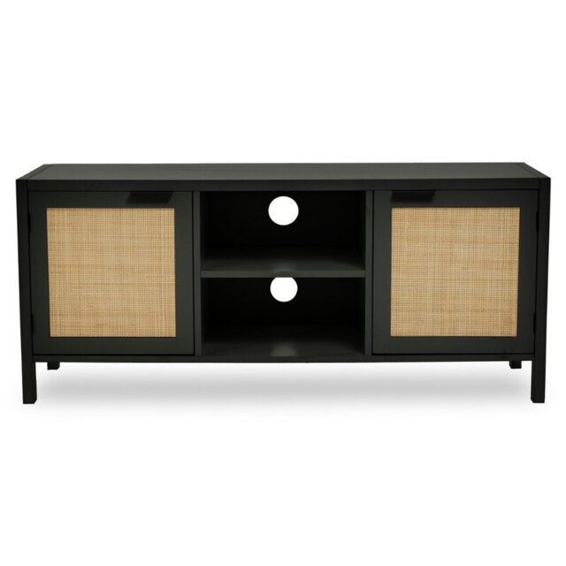 Interiors by Premier TV Unit Sherman Black/Rattan L:120cm