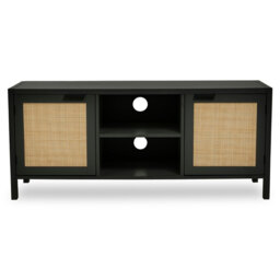 Interiors by Premier TV Unit Sherman Black/Rattan L:120cm