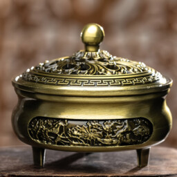 JU7CER 1PC Alloy Golden Lotus Incense Burner with Lid - Classic Style, Ideal for Christmas Home Decoration and Floor Display, Incense Holder - thumbnail 6
