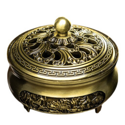 JU7CER 1PC Alloy Golden Lotus Incense Burner with Lid - Classic Style, Ideal for Christmas Home Decoration and Floor Display, Incense Holder - thumbnail 7