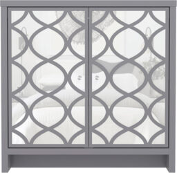 Galano Iris 2 Door Sideboard – Storage Cabinet for Living Room & Kitchen – Space Saving Side Unit with Arylic Mirror Doors, Modern Side Board Organizer - Grey - thumbnail 3