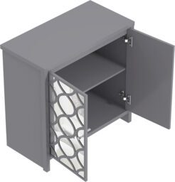 Galano Iris 2 Door Sideboard – Storage Cabinet for Living Room & Kitchen – Space Saving Side Unit with Arylic Mirror Doors, Modern Side Board Organizer - Grey - thumbnail 1