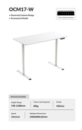 Loctek Ergonomic Standing Seat Stand Desk Lifting Table Electric Height Adjustable Desk 120*60cm, White - thumbnail 2