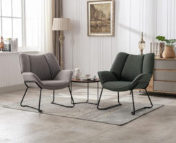 chairus Linen Armchair for Living Room Upholstered Tub Chair Single Occasional Accent Chair with Metal Legs (Green) - thumbnail 4