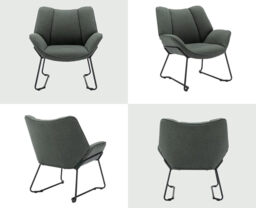 chairus Linen Armchair for Living Room Upholstered Tub Chair Single Occasional Accent Chair with Metal Legs (Green) - thumbnail 3