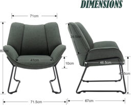 chairus Linen Armchair for Living Room Upholstered Tub Chair Single Occasional Accent Chair with Metal Legs (Green) - thumbnail 2