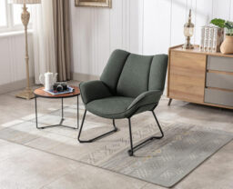 chairus Linen Armchair for Living Room Upholstered Tub Chair Single Occasional Accent Chair with Metal Legs (Green) - thumbnail 7