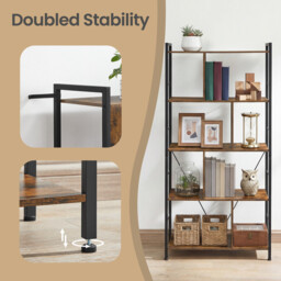 JOYFURNOS Bookshelf, Bookcase, 5-Tier Living Room Shelf, Industrial Storage Shelf - thumbnail 3