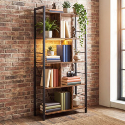 JOYFURNOS Bookshelf, Bookcase, 5-Tier Living Room Shelf, Industrial Storage Shelf - thumbnail 7