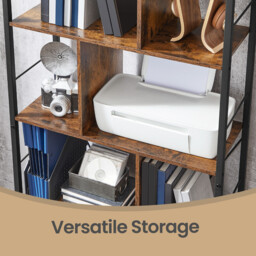 JOYFURNOS Bookshelf, Bookcase, 5-Tier Living Room Shelf, Industrial Storage Shelf - thumbnail 6