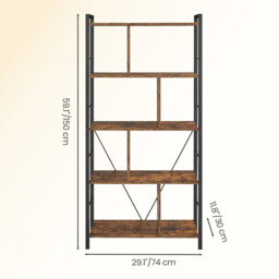 JOYFURNOS Bookshelf, Bookcase, 5-Tier Living Room Shelf, Industrial Storage Shelf - thumbnail 2