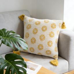 MEROPE, Sherpa Acrylic Knit Cushion cover,50x50cm, yellow, 1pack - thumbnail 3