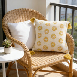 MEROPE, Sherpa Acrylic Knit Cushion cover,50x50cm, yellow, 1pack - thumbnail 4