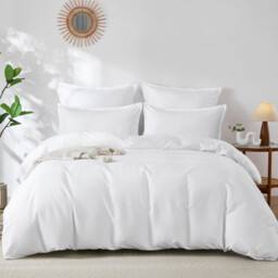 LeBonsoir White Bedding Duvet Cover Set，260x220cm/60x80cmx2 Breathable Durable Soft Comfy， with Zip， 3 Pieces， Includes 1 Duvet Cover & 2 Pillowcases，NO Comforter - thumbnail 3