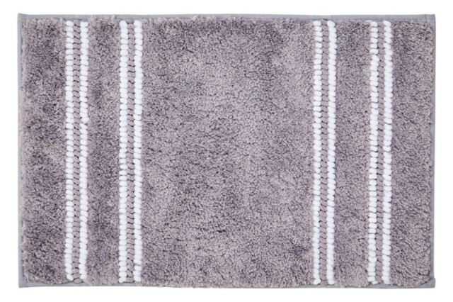 Maison by Premier Bath Mat Soak Microfibre Tufted Stripe Grey 40x60cm