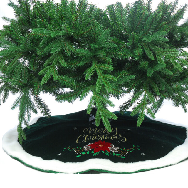 Festive 90Cm Merry Christmas Tree Skirt - Red Poinsettia - image 1