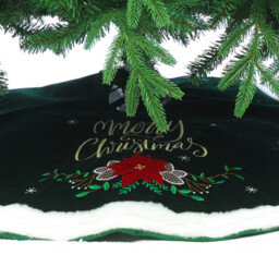 Festive 90Cm Merry Christmas Tree Skirt - Red Poinsettia - thumbnail 2