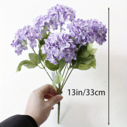 1Pc 13in/33cm Artificial 7-Head Hydrangea Silk Flower Silk Flower Living Room Bedroom Wedding Flower Arrangement Artificial Flower Decoration(purple) - thumbnail 5