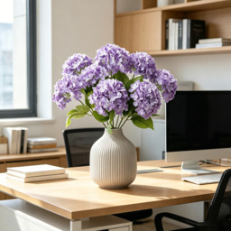1Pc 13in/33cm Artificial 7-Head Hydrangea Silk Flower Silk Flower Living Room Bedroom Wedding Flower Arrangement Artificial Flower Decoration(purple) - thumbnail 1