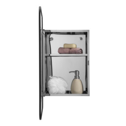 Croydex Bathroom Mirror With Storage - Stainless Steel Carcass with Matt Black Metal Frame Mirror Door, Fully Assembled (60 x 45cm) - thumbnail 5