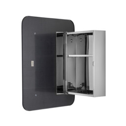 Croydex Bathroom Mirror With Storage - Stainless Steel Carcass with Matt Black Metal Frame Mirror Door, Fully Assembled (60 x 45cm) - thumbnail 3