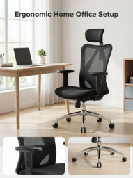 Sihoo M18 Ergonomic Office Chair, Computer Desk Chair with Adjustable Headrest and Lumbar Support, High Back Executive Swivel Chair for Home Office (Pure Black) - thumbnail 4