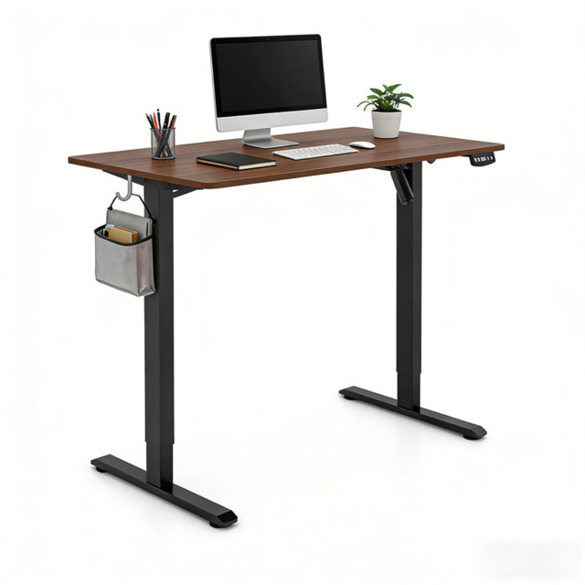 ochama Electric Standing Desk, Walnut Colour, 120*60cm, Full Board Tabletop, 2-Level Memory Height, 70KG Load Capacity, UK Standard & CE Dual Certification, Eco-Friendly Tabletop, Desk for Office / Study / Gaming - image 1