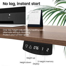 ochama Electric Standing Desk, Walnut Colour, 120*60cm, Full Board Tabletop, 2-Level Memory Height, 70KG Load Capacity, UK Standard & CE Dual Certification, Eco-Friendly Tabletop, Desk for Office / Study / Gaming - thumbnail 4