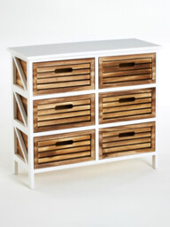 Interiors by Premier Storage Unit Portsmouth 6 Drawer White/Natural - thumbnail 4