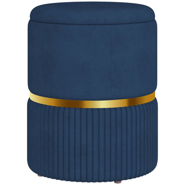 Homcom Ottoman Storage Velvet Luxe Teal/Gold - image 1