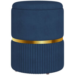 Homcom Ottoman Storage Velvet Luxe Teal/Gold - thumbnail 1