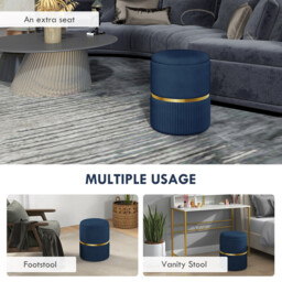 Homcom Ottoman Storage Velvet Luxe Teal/Gold - thumbnail 4