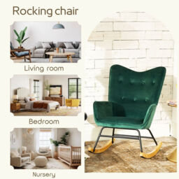 URBAN MEUBLE Velvet Rocking Chair Green - thumbnail 3
