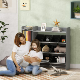 311-091V80GY AIYAPLAY Toy Storage Unit, with 8 Removable Bins, Storage Shelves, Cabinet, Toy Organiser, for Playroom, Kids Room, Nursery, Grey - thumbnail 4