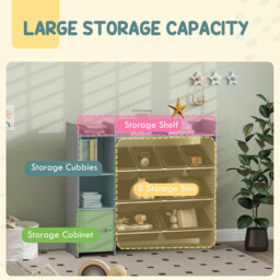 311-091V80GY AIYAPLAY Toy Storage Unit, with 8 Removable Bins, Storage Shelves, Cabinet, Toy Organiser, for Playroom, Kids Room, Nursery, Grey - thumbnail 7