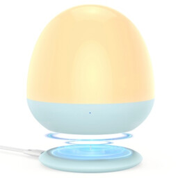 Jolywell Night Light for Kids, Baby Night Light with Stable Charging Pad, Touch Control and Timer Setting, ABS + PC, Baby Egg Lamp for Nursing with Wired and Wireless Charging